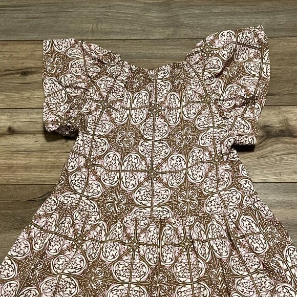 Marie Oliver Kara Dress SZ Small Mini Ruffle Nouveau Mosaic 100% Cotton - Picture 12 of 13